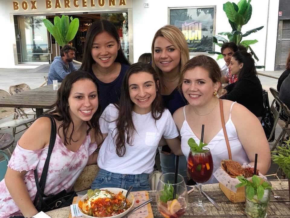 Interns in Barcelona enjoy a casual lunch and afternoon meet-up.